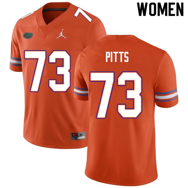 Women #73 Mark Pitts Florida Gators College Football Jersey Orange